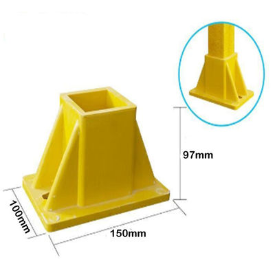 Pultruded 50mm Square Tube FRP Handrail Fence Post Base met snijcapaciteit